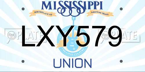 LXY579 Mississippi License Plate
