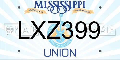 LXZ399 Mississippi License Plate