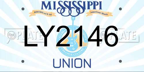 LY2146 Mississippi License Plate