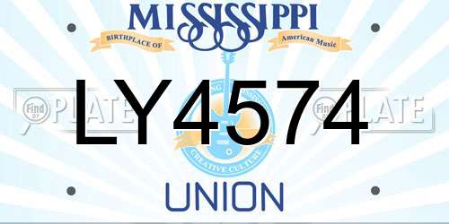 LY4574 Mississippi License Plate