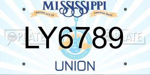 LY6789 Mississippi License Plate