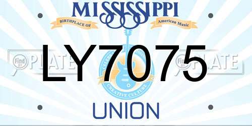 LY7075 Mississippi License Plate