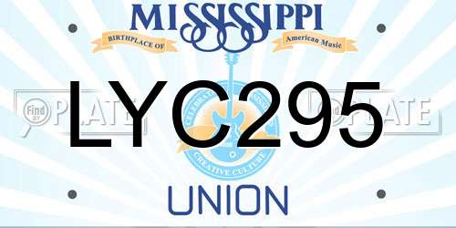 LYC295 Mississippi License Plate