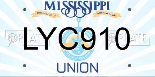 LYC910 Mississippi License Plate