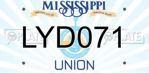 LYD071 Mississippi License Plate