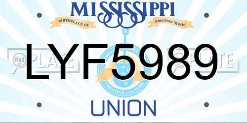 LYF5989 Mississippi License Plate