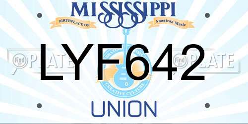 LYF642 Mississippi License Plate