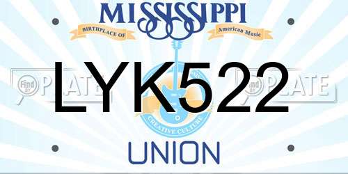 LYK522 Mississippi License Plate