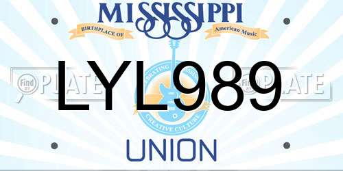 LYL989 Mississippi License Plate