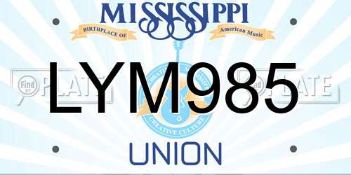 LYM985 Mississippi License Plate