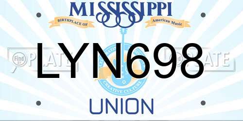 LYN698 Mississippi License Plate