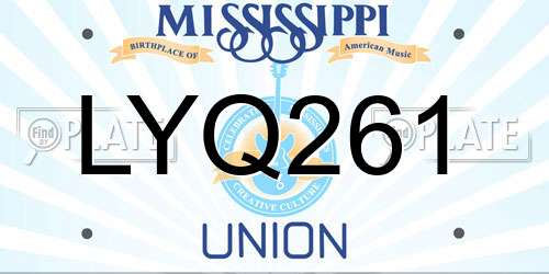 LYQ261 Mississippi License Plate