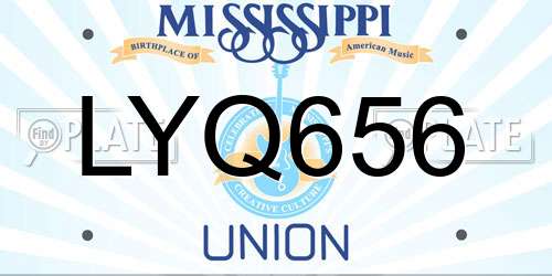 LYQ656 Mississippi License Plate
