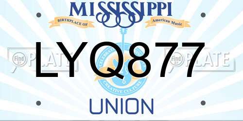 LYQ877 Mississippi License Plate