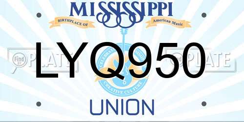 LYQ950 Mississippi License Plate