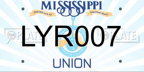 LYR007 Mississippi License Plate