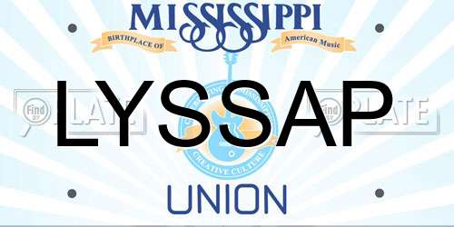 LYSSAP Mississippi License Plate