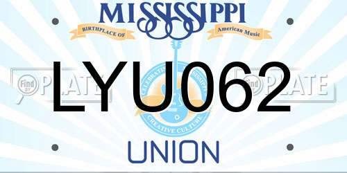 LYU062 Mississippi License Plate