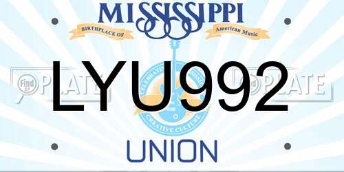 LYU992 Mississippi License Plate