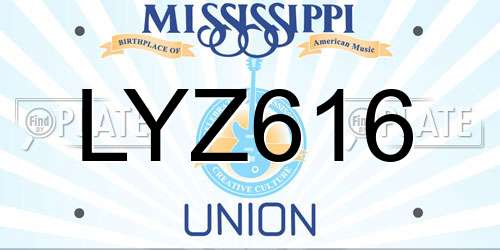 LYZ616 Mississippi License Plate