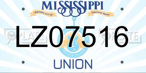 LZ07516 Mississippi License Plate