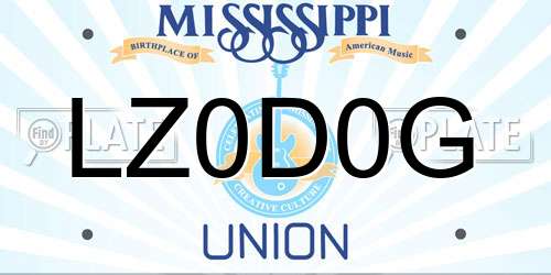 LZ0D0G Mississippi License Plate