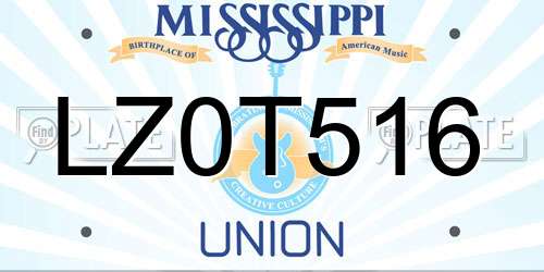 LZ0T516 Mississippi License Plate