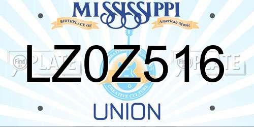 LZ0Z516 Mississippi License Plate