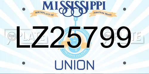 LZ25799 Mississippi License Plate