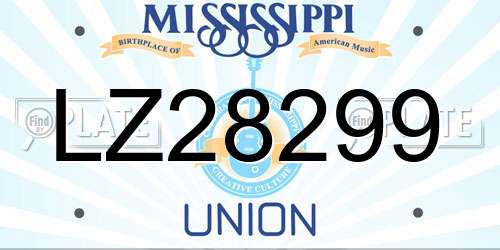 LZ28299 Mississippi License Plate