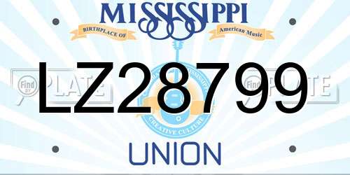 LZ28799 Mississippi License Plate