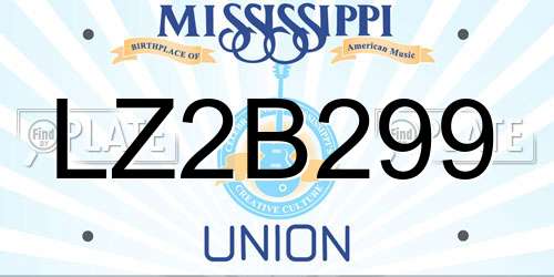 LZ2B299 Mississippi License Plate