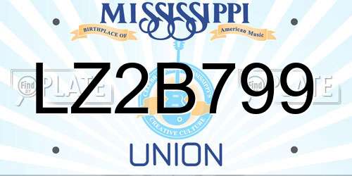 LZ2B799 Mississippi License Plate