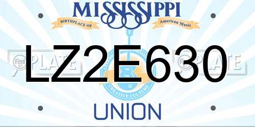 LZ2E630 Mississippi License Plate