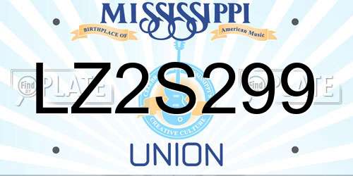 LZ2S299 Mississippi License Plate