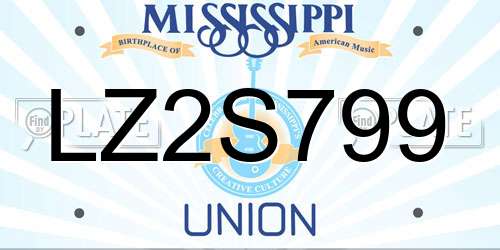 LZ2S799 Mississippi License Plate