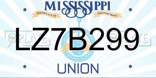 LZ7B299 Mississippi License Plate