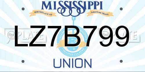 LZ7B799 Mississippi License Plate