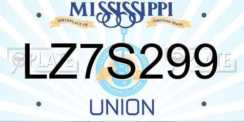 LZ7S299 Mississippi License Plate