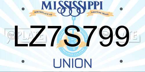 LZ7S799 Mississippi License Plate