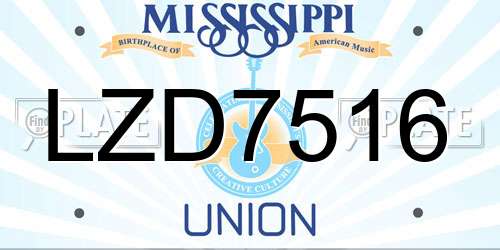 LZD7516 Mississippi License Plate