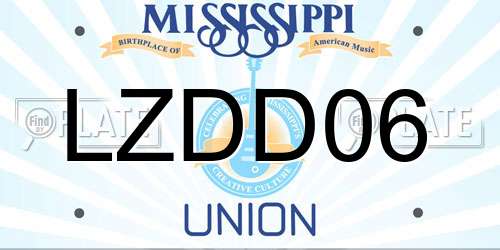 LZDD06 Mississippi License Plate