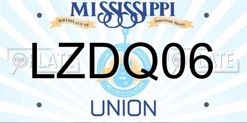LZDQ06 Mississippi License Plate