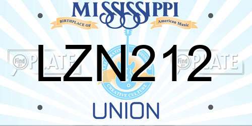 LZN212 Mississippi License Plate