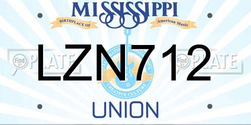LZN712 Mississippi License Plate
