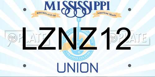 LZNZ12 Mississippi License Plate