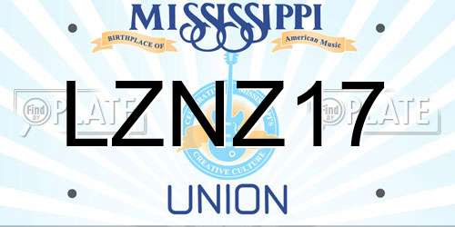 LZNZ17 Mississippi License Plate