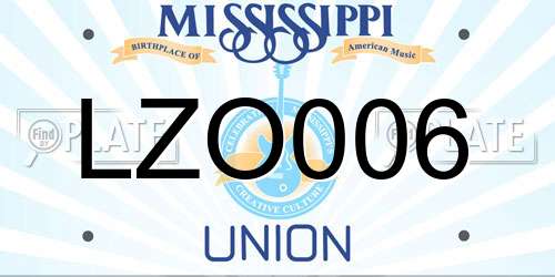 LZO006 Mississippi License Plate