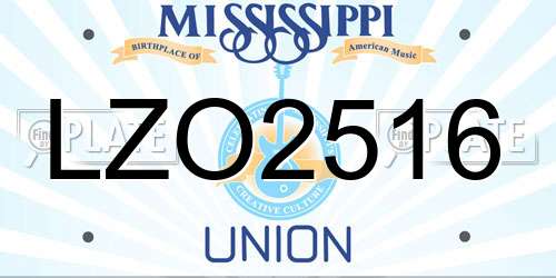 LZO2516 Mississippi License Plate