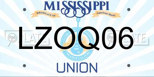 LZOQ06 Mississippi License Plate